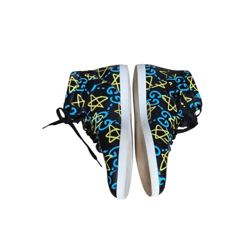 Gucci High Top Ghost Graffiti Print Limited Edition Streetwear Sneakers With Box